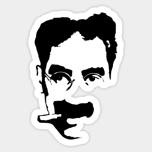 Groucho Marx Pop Art Portrait in Black and White Sticker by Hot-Proper-Tees